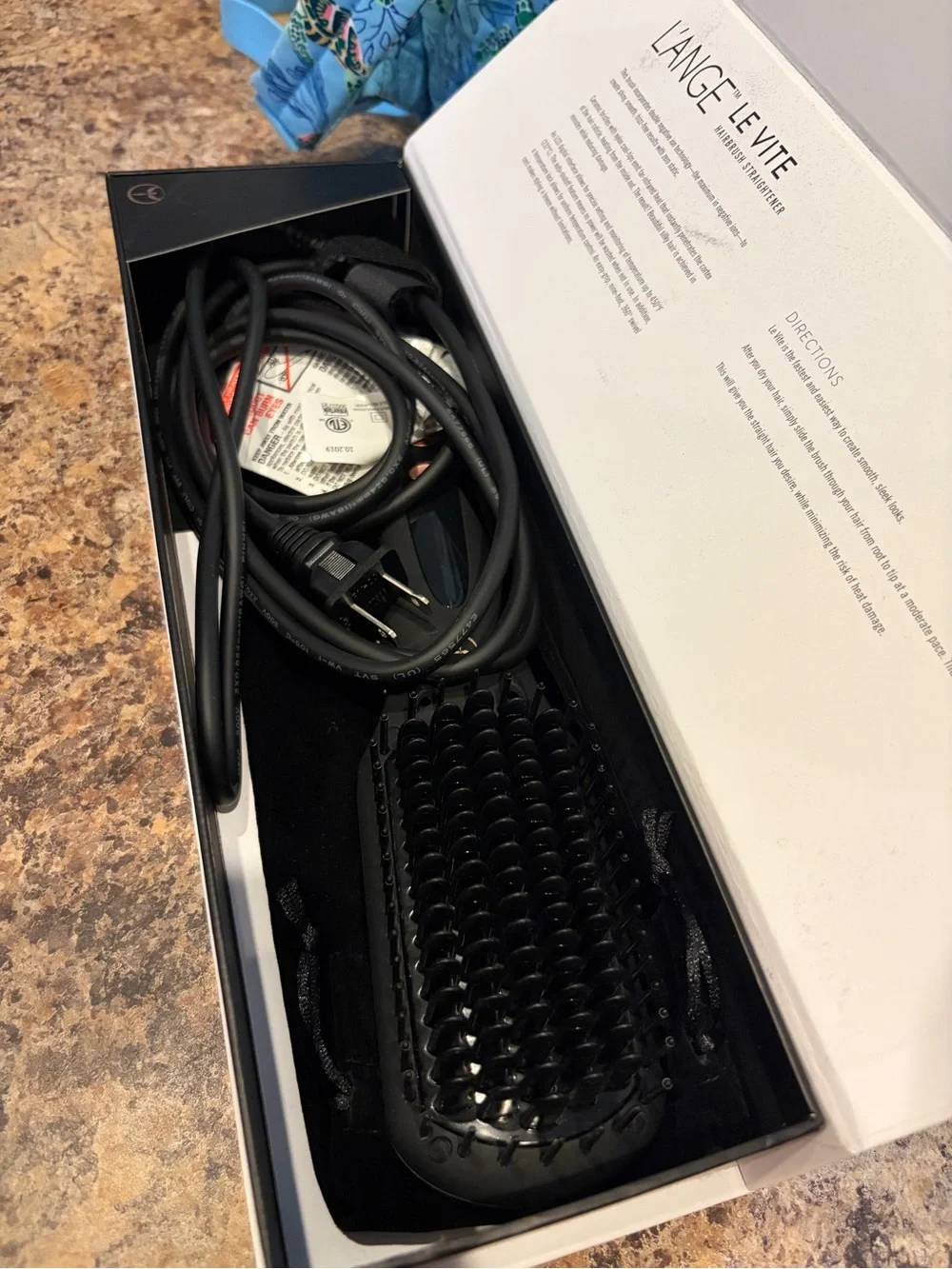 Lange Le Vite Hair Brush Straightener - Black with Rose Gold Buttons